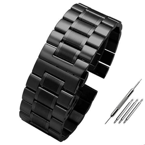 MGHN 24MM 26MM 28MM Edelstahl-UhrenarmbandSchnellverschluss-Armband Großes Stahlgürtel-Herrenarmband(Color:B-black,Size:24mm) von MGHN