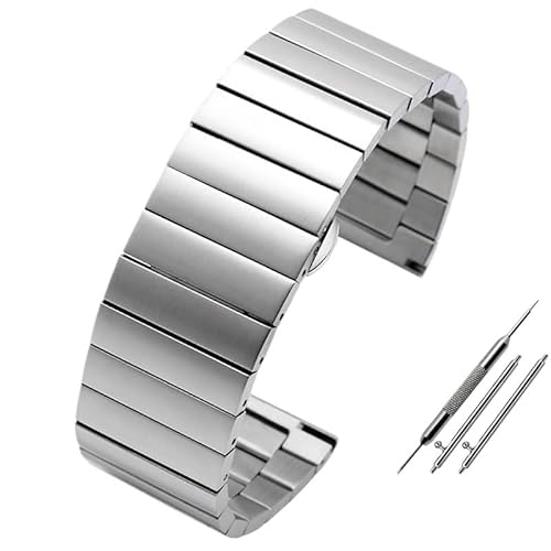 MGHN 24MM 26MM 28MM Edelstahl-UhrenarmbandSchnellverschluss-Armband Großes Stahlgürtel-Herrenarmband(Color:C-silver,Size:24mm) von MGHN