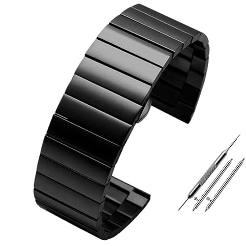 MGHN 24MM 26MM 28MM Edelstahl-UhrenarmbandSchnellverschluss-Armband Großes Stahlgürtel-Herrenarmband(Color:D-black,Size:24mm) von MGHN