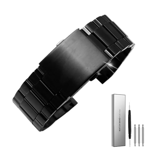 MGHN 26 mm Edelstahl-Uhrenarmband Sprot Schnellverschluss-Uhrenarmband for Herren-Armband Ersatz-Uhrenarmband(Color:Schwarz) von MGHN