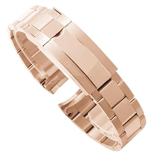 MGHN Edelstahl Uhr Armband Männer Frauen Faltschließe Armband 20mm 21mm Luxus Business Band(Color:Middle polished-rose,Size:21mm) von MGHN