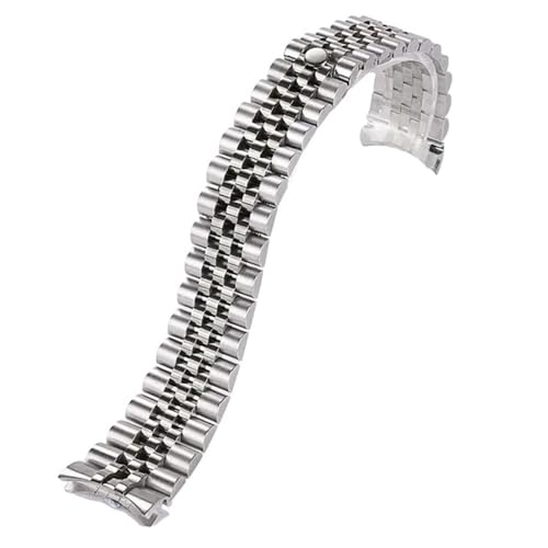 MGHN Gebogene Ende Edelstahl Armband 13 20mm Armband Armband Männer Frauen Business Armband(Color:Steel,Size:13mm) von MGHN