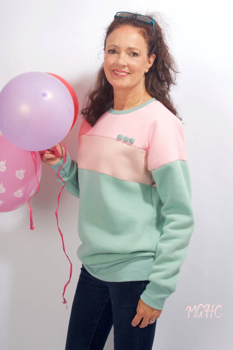 Pulli Maxl Candy Winterpulli Longpulli Sweatshirt Oversized Rosa Rose Mint von MGHomeCouture