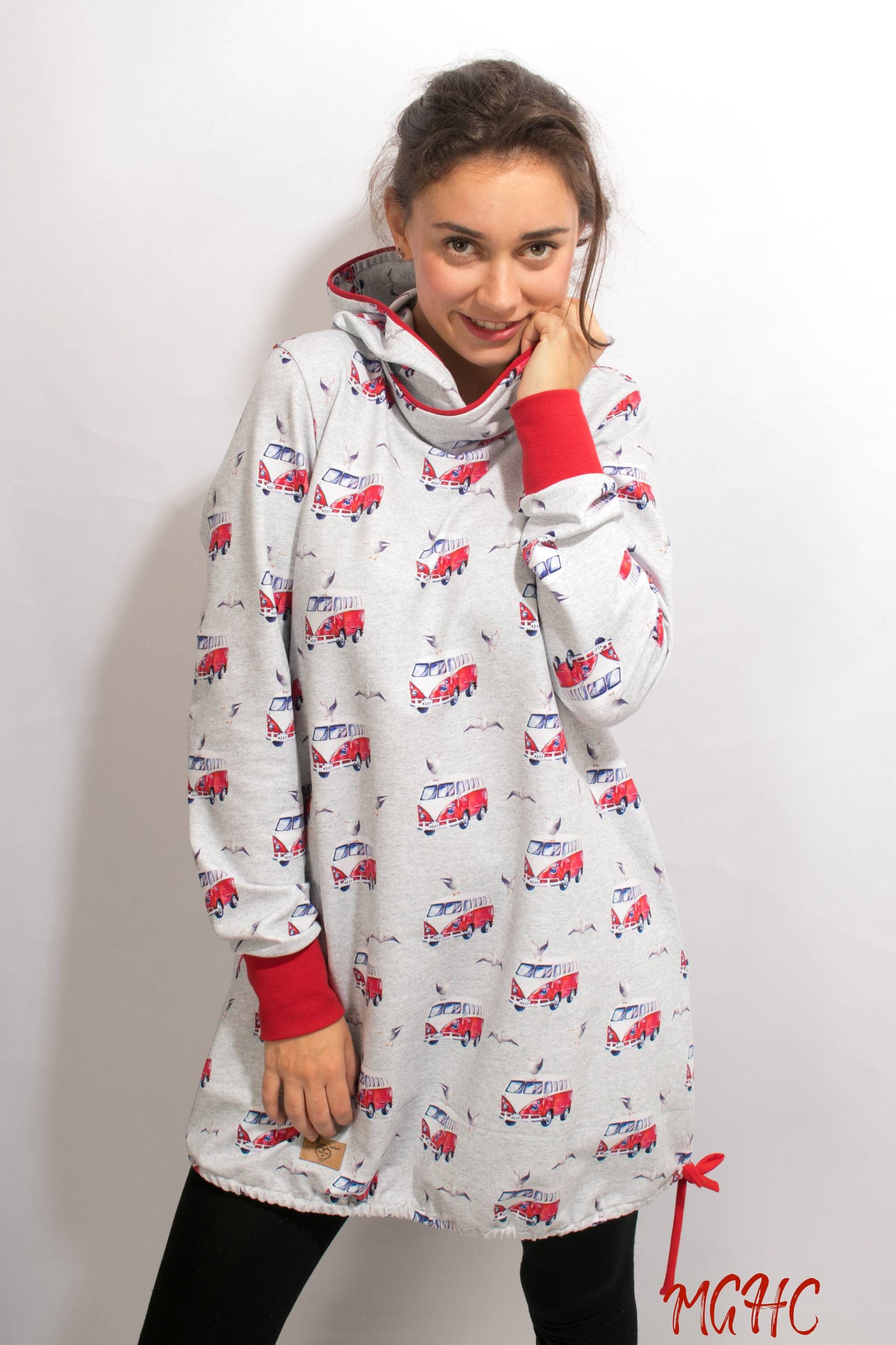 Sweatkleid "Ena" A-Linie Damen Kapuzenkleid Möwen Grau Rot Jerseykleid Knielanges Kleid Winterkleid Langarmkleid Sweatkleid "Ena" A-Linie Damen Kapuzenkleid Möwen Grau Rot Jerseykleid Knielanges Kleid Winterkleid Langarmkleid von MGHomeCouture