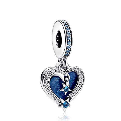 MGIUL Celestial Shooting Star Heart Dangle Anhänger Perlen für Frauen Armbänder Halsketten 925 Sterling Silber Charms Schmuck Geschenk für Mädchen. von MGIUL