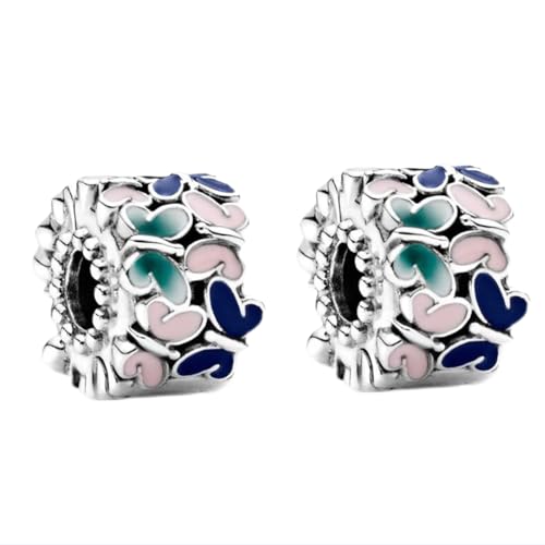MGIUL Colorful Butterfly Clip Stopper Charms 2pcs Pendant für Armbänder Halsketten 925 Sterling Silber Anhänger Perlen Schmuck Geschenk für Frauen von MGIUL
