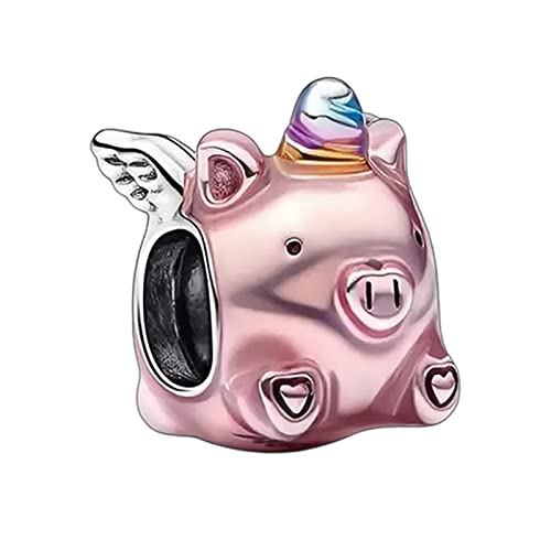 MGIUL Flying Unicorn Pig Charm für Frauen Armbänder Halsketten 925 Sterling Silber Anhänger Perlen Schmuck Geschenk für Mädchen Jungen von MGIUL