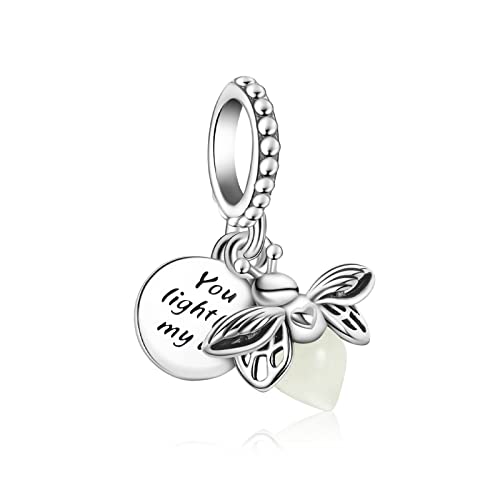 MGIUL Glow in the Dark Fireflies Dangle Anhänger Perlen für Frauen Armbänder Halsketten 925 Sterling Silvers Schmuck Geschenk für Mädchen. von MGIUL