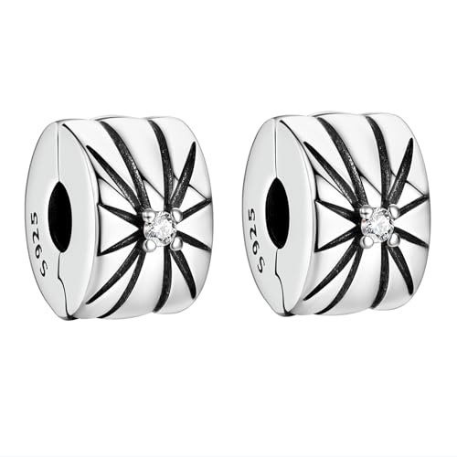 MGIUL Line Chart Clip Stopper Charms 2pcs Pendant für Armbänder Halsketten 925 Sterling Silber Anhänger Perlen Schmuck Geschenk für Frauen von MGIUL