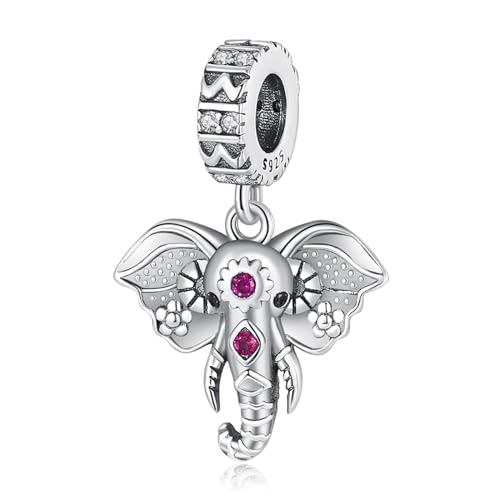 MGIUL Lucky Elephant Charm für Frauen Armbänder Halsketten mit 5A Cubic Zirconia 925 Sterling Silber Anhänger Perlen Schmuck Geschenk für Mädchen Jungen von MGIUL
