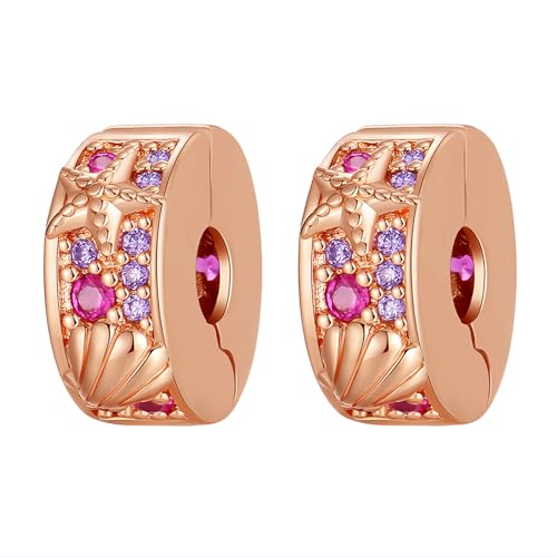 MGIUL Shellfish Starfish Clip Stopper Charms 2pcs Pendant für Armbänder Halsketten 925 Sterling Silber Anhänger Perlen Schmuck Geschenk für Frauen von MGIUL