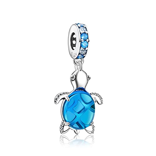 Murano Glass Sea Turtle Dangle Anhänger Perlen für Frauen Armbänder Halsketten 925 Sterling Silvers Schmuck Geschenk für Mädchen von MGIUL