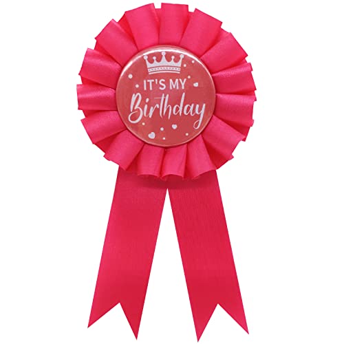 Broschen mit Aufschrift "It's My Birthday", Satin-Stoff, für Damen oder Herren, Weißblech, Happy Birthday Queen King Party, Broschen für Mädchen und Jungen, Schwarz, Seide, Edelstahl, Kein Edelstein von MGJSRNH