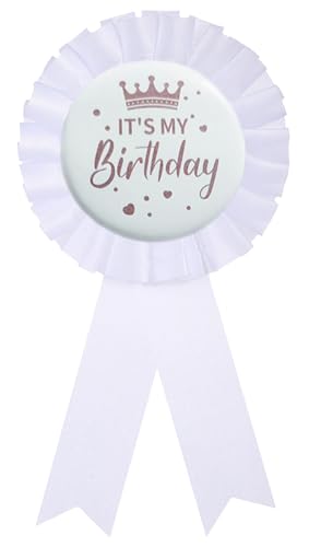 Broschen mit Aufschrift "It's My Birthday", Satin-Stoff, für Damen oder Herren, Weißblech, Happy Birthday Queen King Party, Broschen für Mädchen und Jungen, Schwarz, Stoff Weißes Band, Kein Edelstein von MGJSRNH