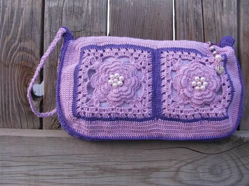 Lady Camellia Gehäkelte Clutch in Flieder & Violett Komplett Gefüttert/Handtasche  Taschen Organizer von MGLDesigns