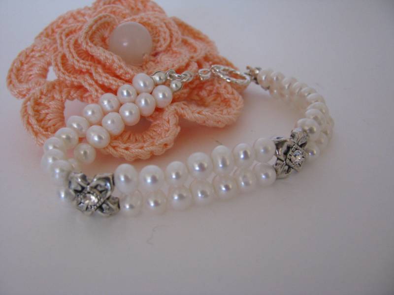 Weiße Süßwasserperlen Prinzessin Armband/sterling Silber Brautschmuck Brautjungfern Hochzeit von MGLDesigns
