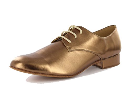 MGM-Joymod Klassische Herren-Tanzschuhe mit Schnürung, geschlossener Zehenpartie Social Practice Jazz Ballsaal Latein Dance Modern Schuhe,Gold Braun 2,5cm Absatz,47.5 EU von MGM-Joymod