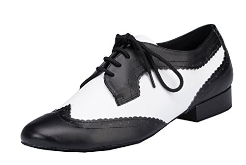 MGM-Joymod Herren Komfort Ballsaal Lateinisch Moderne Tanzschuhe,Schwarz weiß 2,5cm Absatz,42 EU von MGM-Joymod