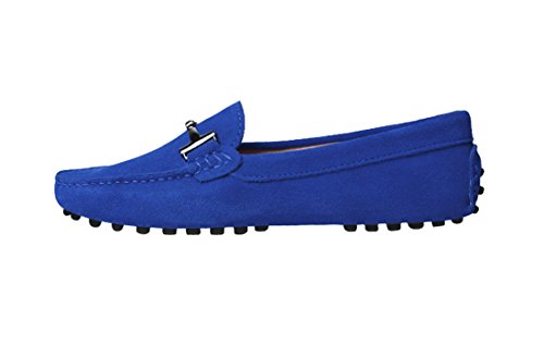 MGM-Joymod Damen Casual Slip-on Metall Schnalle Walking Driving Loafers Flache Mokassins Wanderschuhe, Blau - Königsblau - Größe: 37.5 EU von MGM-Joymod