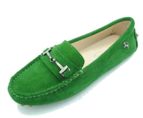 MGM-Joymod Damen Casual Slipper Metall Schnalle Walking Driving Loafers Flats Mokassins Wanderschuhe, Grün - grasgrün - Größe: 37 EU von MGM-Joymod