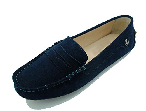 MGM-Joymod Damen-Mokassins / Wanderschuhe aus Wildleder, modisch, bequem, lässig, Blau - dunkelblau - Größe: 38 EU von MGM-Joymod