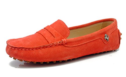 MGM-Joymod Damen-Mokassins / Wanderschuhe aus Wildleder, modisch, bequem, lässig, Orange/Rot, 38.5 EU von MGM-Joymod