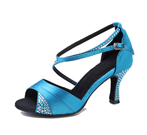 MGM-Joymod Damen Peep Toe Strass Tango Ballsaal Latein Modern Tanzschuhe Hochzeit Party Sandalen, Türkisfarbener Absatz, 7 x 5 cm, 38.5 EU MGM-Joymod Damen Peep Toe Strass Tango Ballsaal Latein Modern Tanzschuhe Hochzeit Party Sandalen, Türkisfarbener Absatz, 7 x 5 cm, 38.5 EU von MGM-Joymod