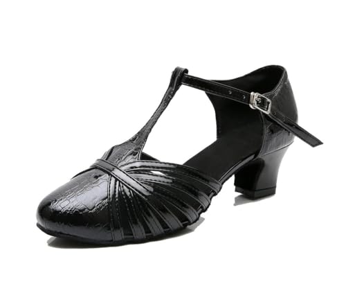 MGM-Joymod Damen Pumps T-Riemen Ballsaal Latein modern Tanzschuhe Abschlussball Hochzeit Party Schuhe,YW089 Schwarz : EU 40.5 von MGM-Joymod