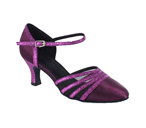 MGM-Joymod Damen Single Starp Mesh Latein Modern Tanzschuhe Abend Hochzeit Sandalen, Stil 2, Violett, 6 cm Absatz, 37 EU von MGM-Joymod