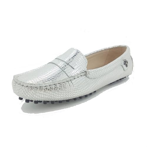 MGM-Joymod Damen Slip-on Wildleder Modisch Bequem Lässig Zum Wandern Fahren Flache Mokassins Wanderschuhe.YB9603 Silber Snake,EU36 von MGM-Joymod
