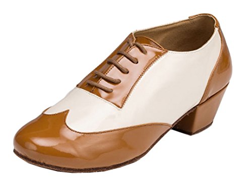 MGM-Joymod Herren Klassische Mode Schnürung Geschlossene Zehen Salsa Tango Samba Jazz Rumba Ballsaal Latein Modern Tanzschuhe Abend Hochzeit Schuhe, Orange - Orange 4 cm Absatz - Größe: 42 1/3 EU von MGM-Joymod