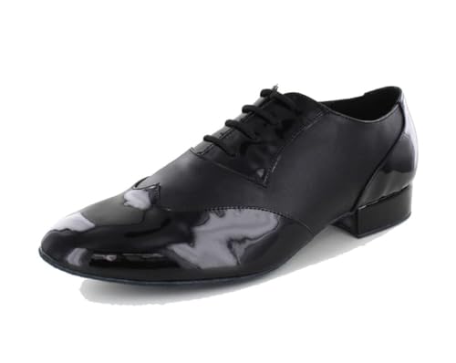 MGM-Joymod Herren Klassische Mode Schnürung Geschlossene Zehen Salsa Tango Samba Jazz Rumba Ballsaal Latein Modern Tanzschuhe Abend Hochzeit Schuhe, Schwarz - Schwarz, 2.5cm Absatz - Größe: 46 EU von MGM-Joymod