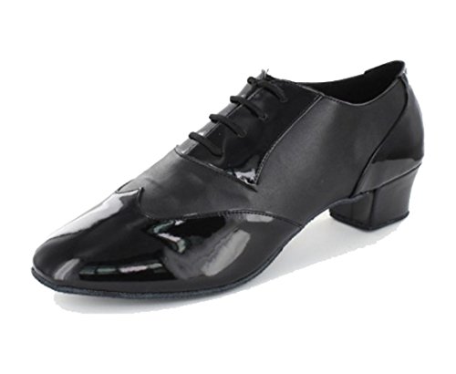 MGM-Joymod Herren-Schuhe, klassische Mode, Schnürung, geschlossene Zehen, Salsa, Tango, Samba, Jazz, Rumba, Ballsaal, Latin, Modern, Tanzschuhe, Abendschuhe, Hochzeit, Schwarz, 4 cm Absatz, 44 EU von MGM-Joymod