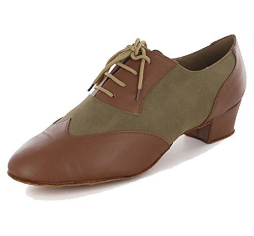 MGM-Joymod Herren Klassische Mode Schnürung Geschlossene Zehen Salsa Tango Samba Jazz Rumba Ballsaal Latein Modern Tanzschuhe Abend Hochzeit Schuhe,Braun 4.5cm Absatz - Größe: 42 EU von MGM-Joymod