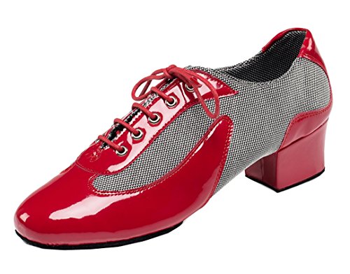 MGM-Joymod Herren Komfort-Schnürschuhe atmungsaktives Netzgewebe runde Zehen Social Latin Modern Tanzschuhe,Rot 4,5cm Absatz,43.5 EU von MGM-Joymod