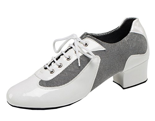 MGM-Joymod Herren Komfort-Schnürschuhe atmungsaktives Netzgewebe runde Zehen Social Latin Modern Tanzschuhe,Weiß 4,5cm Absatz,41 EU von MGM-Joymod