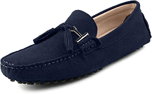 MGM-Joymod Herren Mode Quasten Wildleder Fahren Gehen Mokassin Penny Loafers Flache Schlupfschuhe, dunkelblau, 47 EU von MGM-Joymod