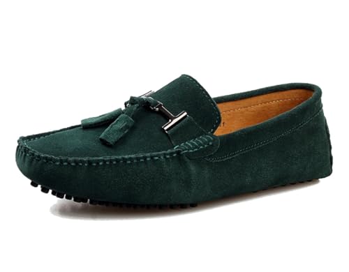 MGM-Joymod Herren Modisch Quasten Wildleder Fahren Gehen Mokassin Penny Loafers Flats Slip-on Bootschuhe.JD568-3 Grün,EU42 von MGM-Joymod