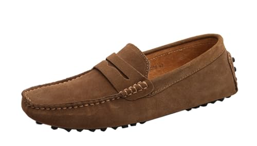 MGM-Joymod Herren Slip-on Wildleder Driving Mokassin Penny Loafers Bootsschuhe.JD568-1 Braun,EU44 von MGM-Joymod