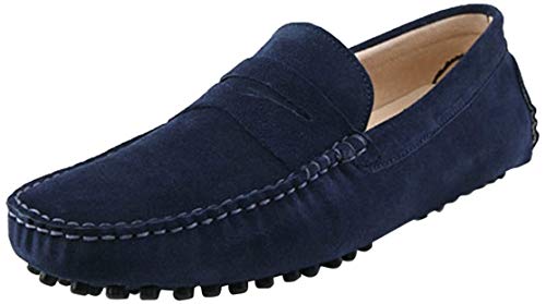 MGM-Joymod Herren Slip-on Wildleder Fahren Mokassin Penny Loafers Bootsschuhe, dunkelblau, 43 1/3 EU von MGM-Joymod