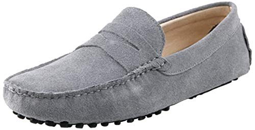 MGM-Joymod Herren Slip-on Wildleder Fahren Mokassin Penny Loafers Bootsschuhe, grau, 42 1/3 EU von MGM-Joymod