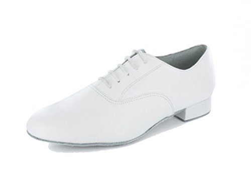 MGM-Joymod Herren Standard Klassische Schnürschuhe Leder Geschlossene Zehen Social Dacne Salsa Tango Jazz Rumba Ballsaal Latin Modern Tanzschuhe, Weiß 2 5 cm Absatz, 45 EU von MGM-Joymod