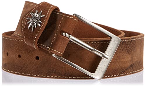 MGM Unisex Trachtengürtel mit Edelweiß Gürtel, Nougat, 95 von MGM