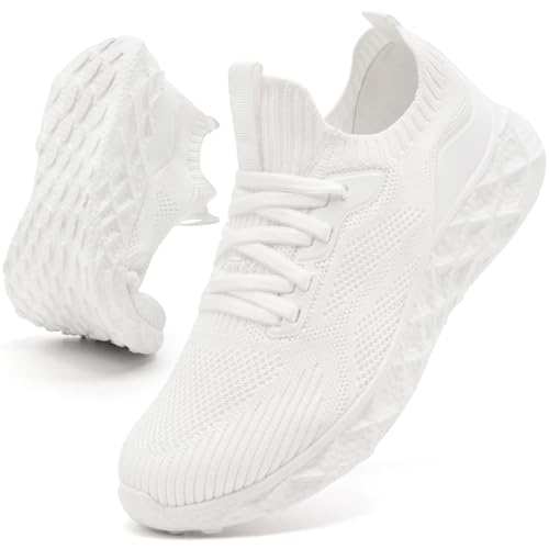 MGNLRTI Damen Schuhe Slip On Sneakers Sportschuhe Turnschuhe Sommerschuhe Tennisschuhe Leichtgewichts Freizeit Running Joggingschuhe Laufschuhe Weiß Größe 40 EU von MGNLRTI