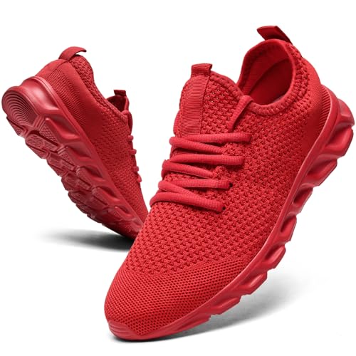 MGNLRTI Damen Turnschuhe Laufschuhe Fitnessstudio Tennis Sneaker Walking Damen Slip-on Sportschuhe, rot, 39 EU von MGNLRTI