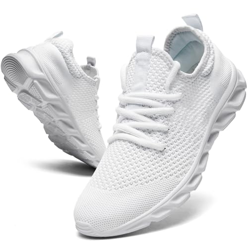 MGNLRTI Damen Turnschuhe Laufschuhe Fitnessstudio Tennis Sneaker Walking Damen Slip-on Sportschuhe, weiß, 41 EU von MGNLRTI