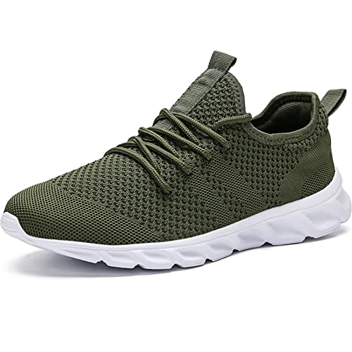 MGNLRTI Herren Schuhe Sneaker Laufschuhe Walkingschuhe Sommerschuhe Sportschuhe Straßenlaufschuhe Turnschuhe Fitness Joggingschuhe Workout Freizeitschuhe Männer Running Shoes Gym Grün EU48 von MGNLRTI