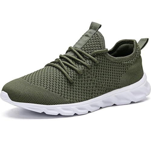 MGNLRTI Herren Schuhe Sneaker Laufschuhe Walkingschuhe Sommerschuhe Sportschuhe Straßenlaufschuhe Turnschuhe Fitness Joggingschuhe Workout Freizeitschuhe Männer Running Shoes Gym Grün EU41 von MGNLRTI