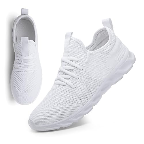 MGNLRTI Herren Sneaker Walkingschuhe Atmungsaktiv Straßenlaufschuhe Leicht Freizeit Sportschuhe für Hallen Outdoor Jogging Workout Fitness Tennisschuhe Mode (A Weiß, Numeric_47) von MGNLRTI