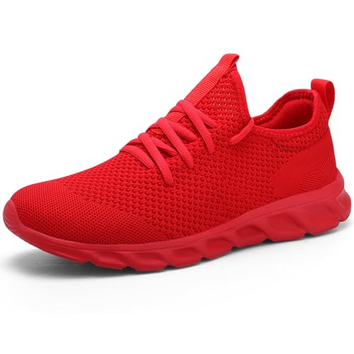 MGNLRTI Schuhe Herren Sneaker Turnschuhe Straßenlaufschuhe Laufschuhe Freizeitschuhe Sommerschuhe Fitnessschuhe Sportschuhe Running Shoes Arbeitsschuhe Tennisschuhe Gym Rot 47 EU von MGNLRTI